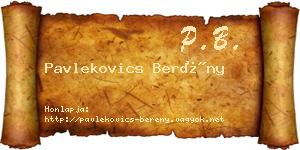 Pavlekovics Berény névjegykártya